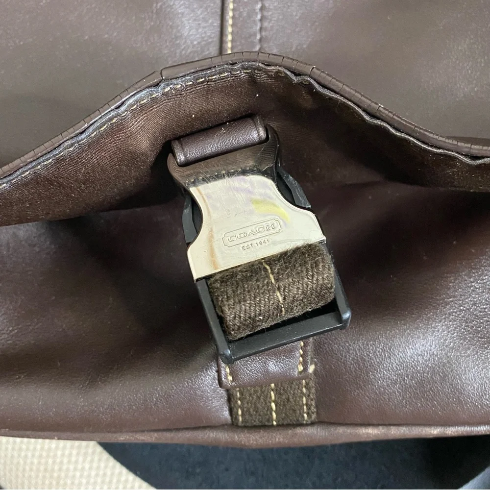 Y2K COACH • Lenox Brief Brown Leather Messenger Journalist Crossbody • 70105